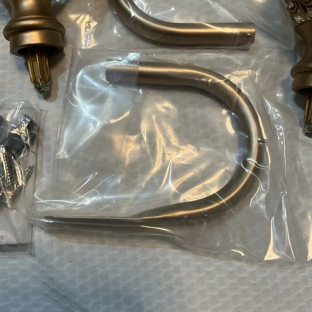 Ornate Gold Curtain Rod Finials and Brackets - Home Wall Decor